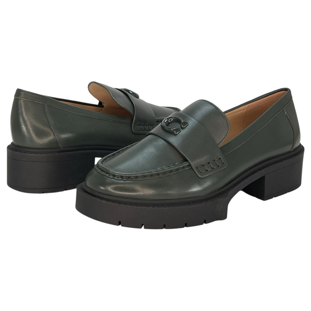 COACH Leah Amazon Green Leather Chunky Sole Womens Loafers Size 6.5B - Picture 11 of 12